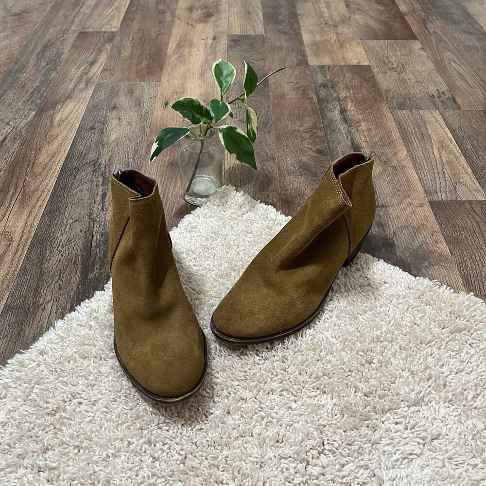 Lucky Brand Size 7 M Brown Leather Suede Bremma Zip Ankle Bootie Boots